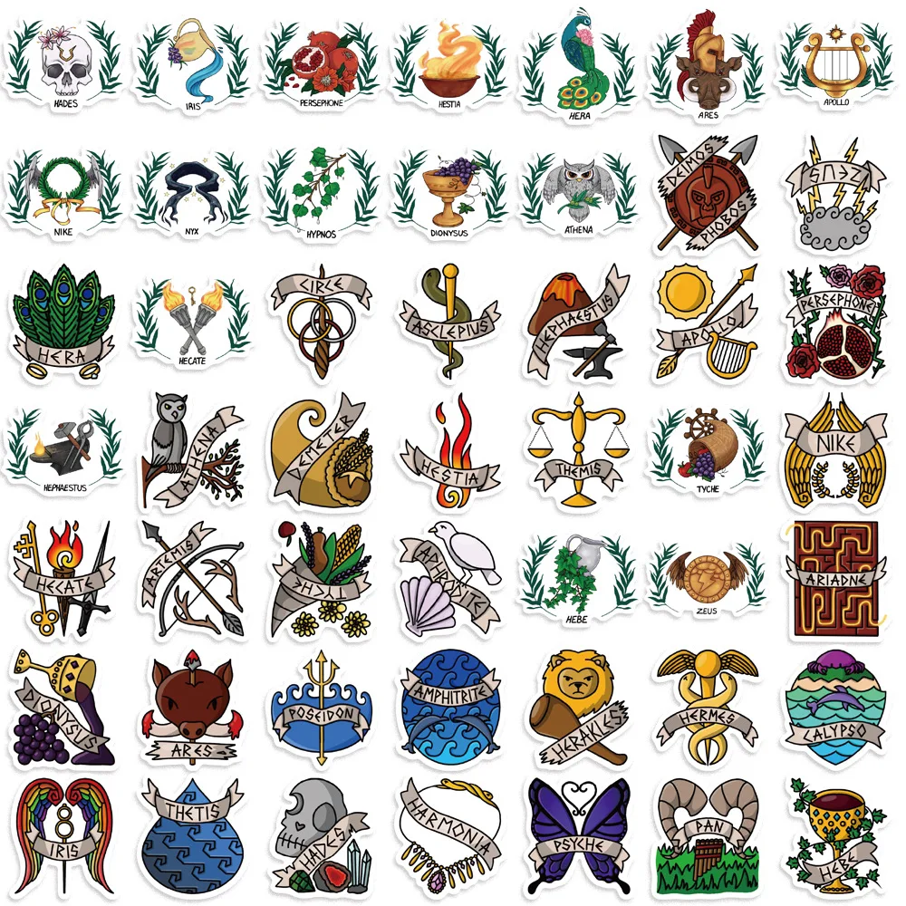 50pcs The Gods of Ancient Greece Cartoon Graffiti Stickers DIY Phone Laptop Notebook Suitcase Waterproof Sticker Kids Toy Gifts