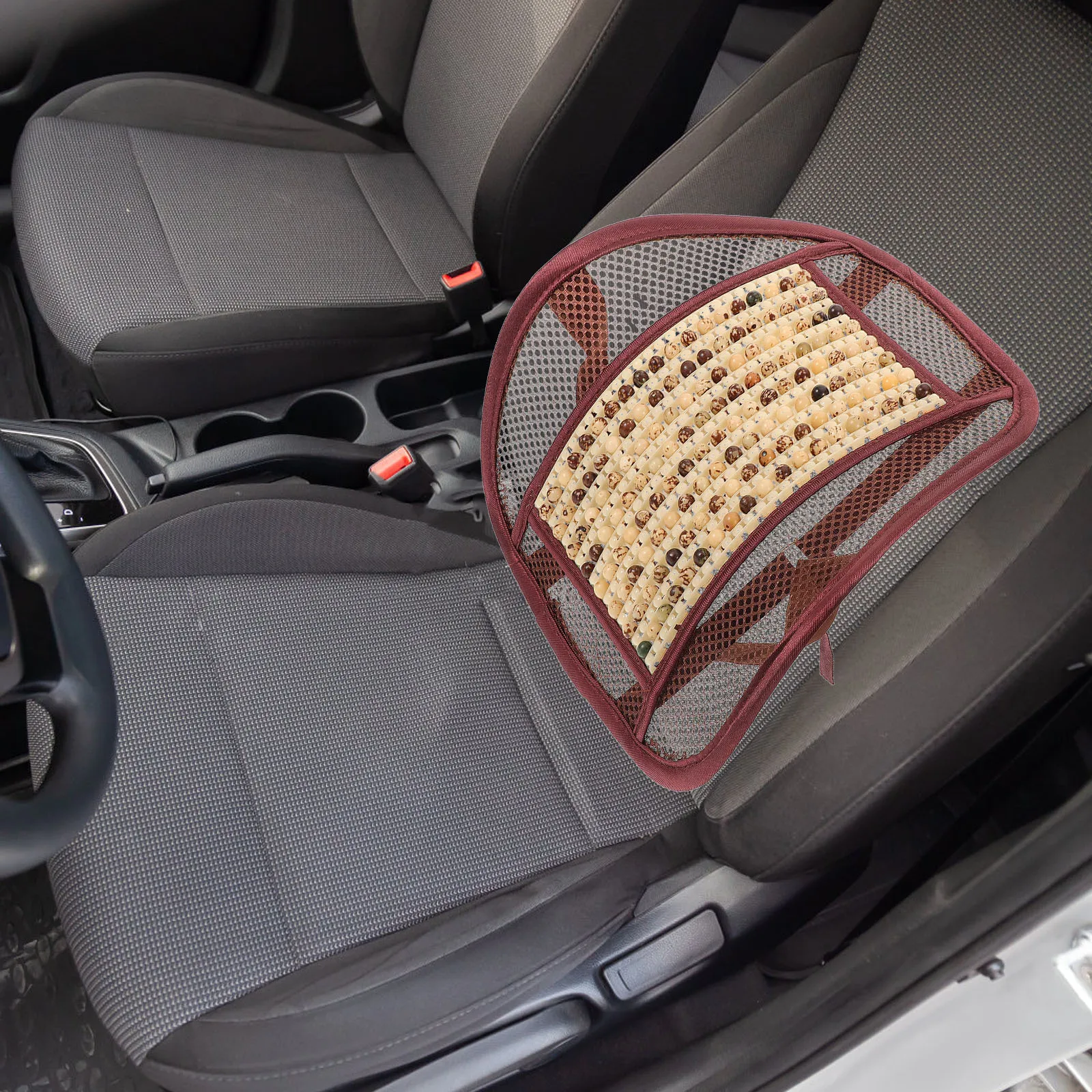 

Lumbar Support Pillow for Car Office Chair Back Rest with Wood Beads Support Universal Fit Driving Commute Home Use Ergonomic