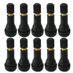 10 pcs TR413 Snap In Type Rubber Valve Tool Black Tubeless Tyre Valves Stems for Vacuum Tire Cars