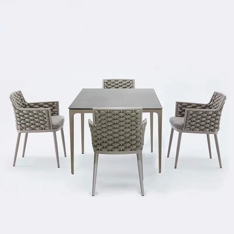Modern and Simple Outdoor Rattan Woven Table Chairs Waterproof & Sunproof Made in China for Courtyard Villa Balcony Garden