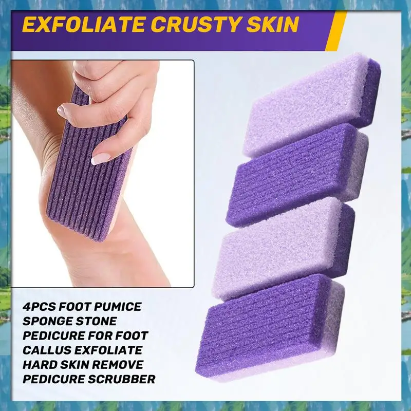 The 4Pcs Foot Pumice Sponge Stone Pedicure For Foot Callus Exfoliate Hard Skin Remove Pedicure Scrubber