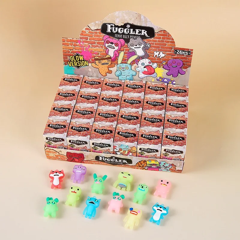 24 Stück Leuchtende Fuggler Blindboxen Lustige Hässliche Anhänger Schlüsselanhänger Zahnmonster-Puppe Taschenanhänger Geschenk Mystery Box Überraschungsfigur – Detail 1