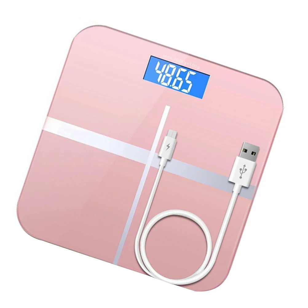 

Electronic Usb Rechargeable Smart Digital Scales Rose Gold Large Display Body Measurement Creative Weight Scale Intelligent Fat