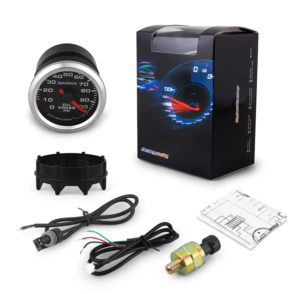 

7 Colors Pointer 2'' 52mm 12V Oil Press Gauge PSI Oil pressure meter With Stepper Motor