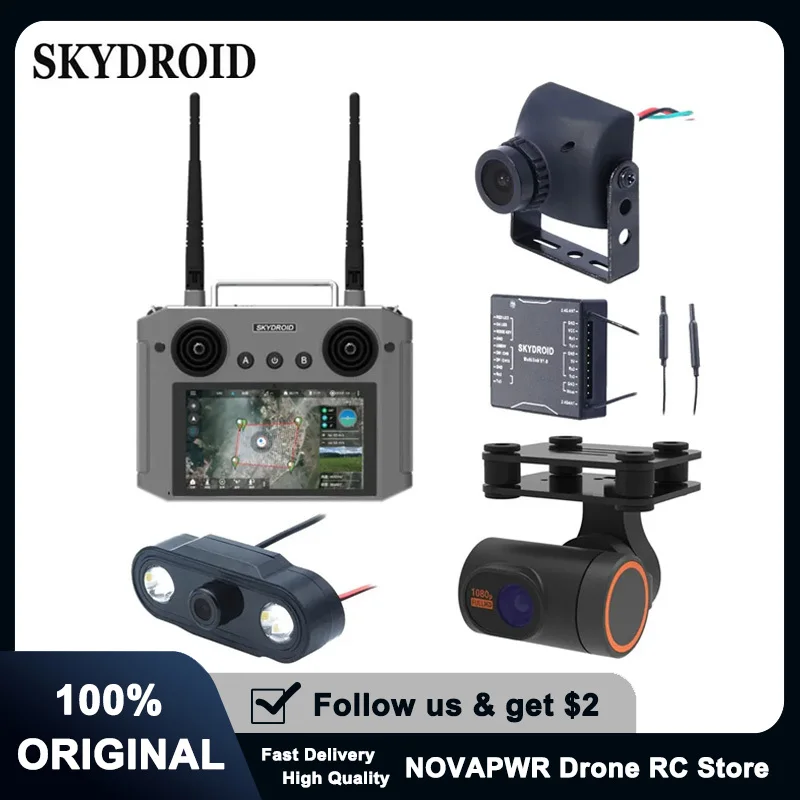 

Skydroid H12 12-канальный интегрированный пульт дистанционного управления видео 1080P 2,4 ГГц с приемником, кабелем для передачи данных PIX и дополнительной камерой