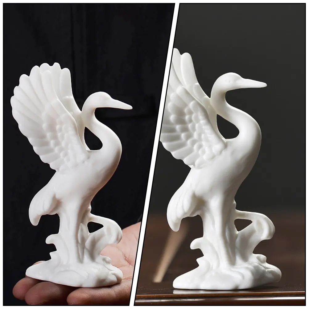 High Grade Ceramic Crane Decor Realistic Modeling Lovely Cartoon Appearance Desktop Ornament Home Decor Office Decoration Gift