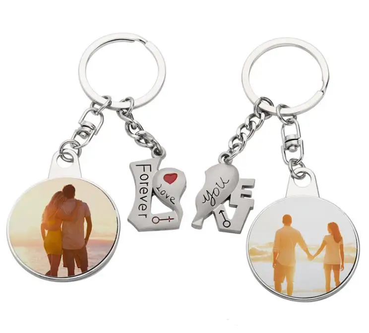 

Romantic Sublimation Blank Couple Keychain Pendant Heat Transfer Heart Shaped Keychains DIY