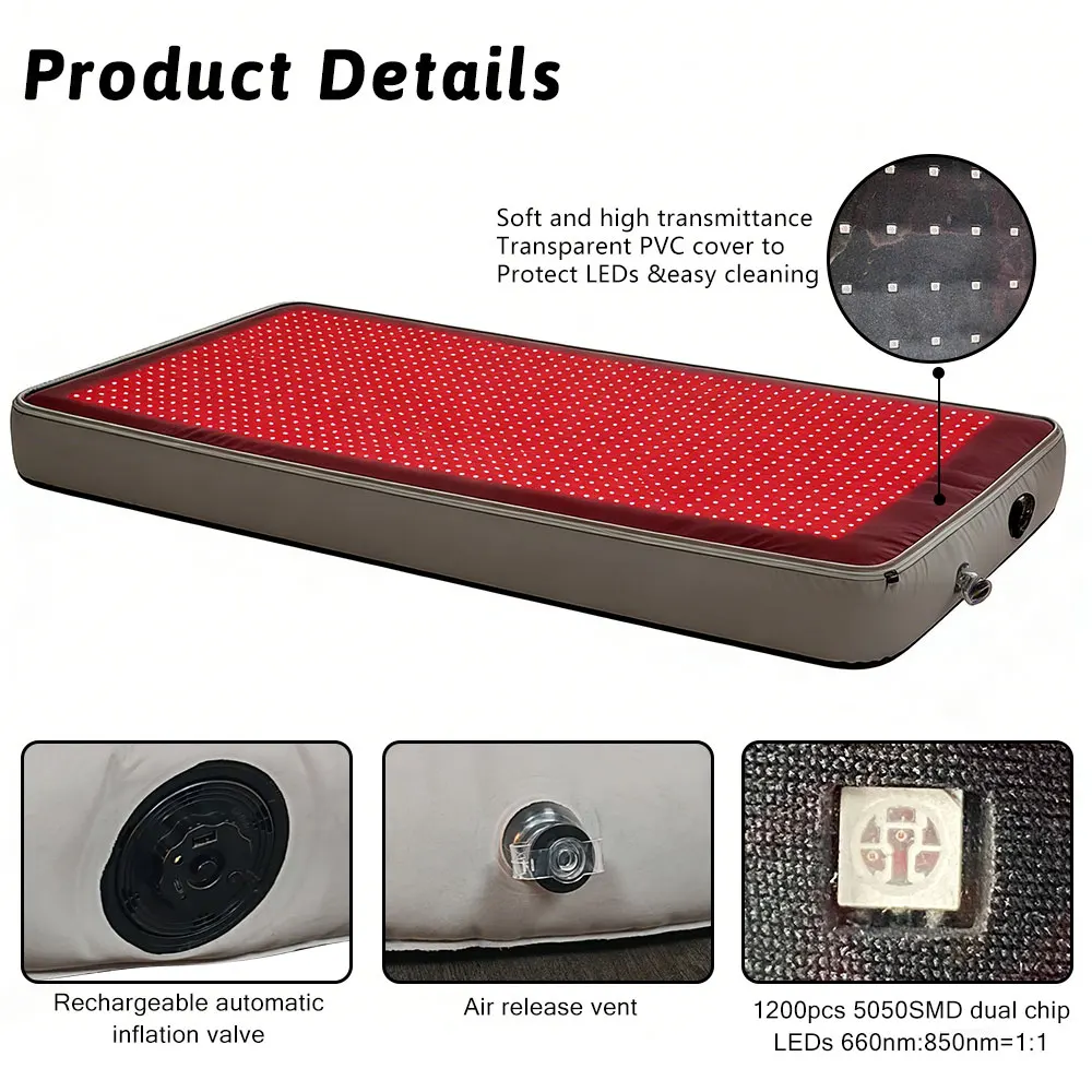 Full Body Red Light Therapy Professional Grade Photon Energy Bed for Wellness & Recovery T3800 Red Light Therapy Inflatable Bed