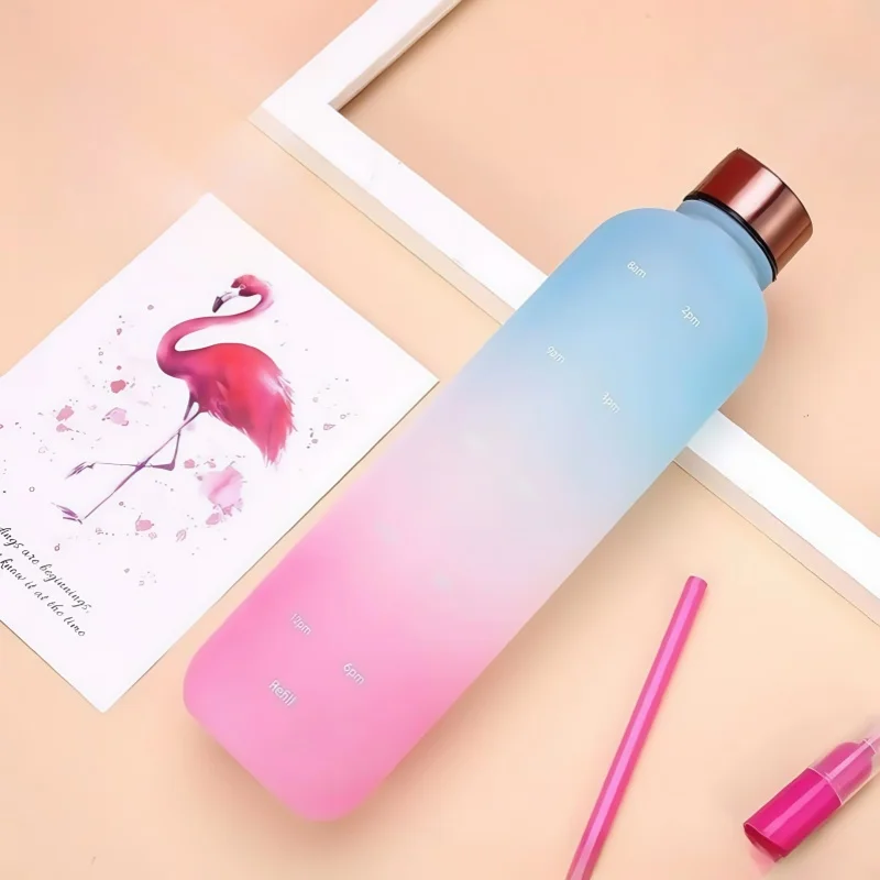 1000ml Large-Capacity Sports Cup Summer Sports And Fitness Sturdy Drop-Resistant Plastic Cup Gradient Colour Water Cups