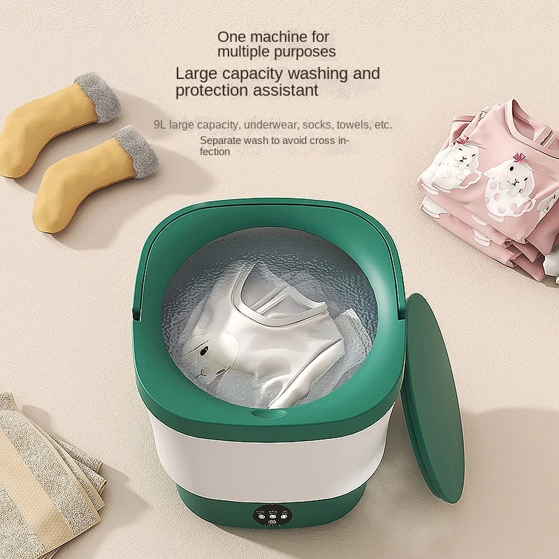 Mesin cuci pakaian lipat Mini 12V, kaus kaki pakaian bayi portabel, Mesin cuci 3 warna