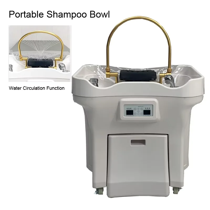 White Head Spa Fiberglass Bed Head Shampoo Bowl Hair Spa Washing Shampoo Basin Portable Head Spa Sink