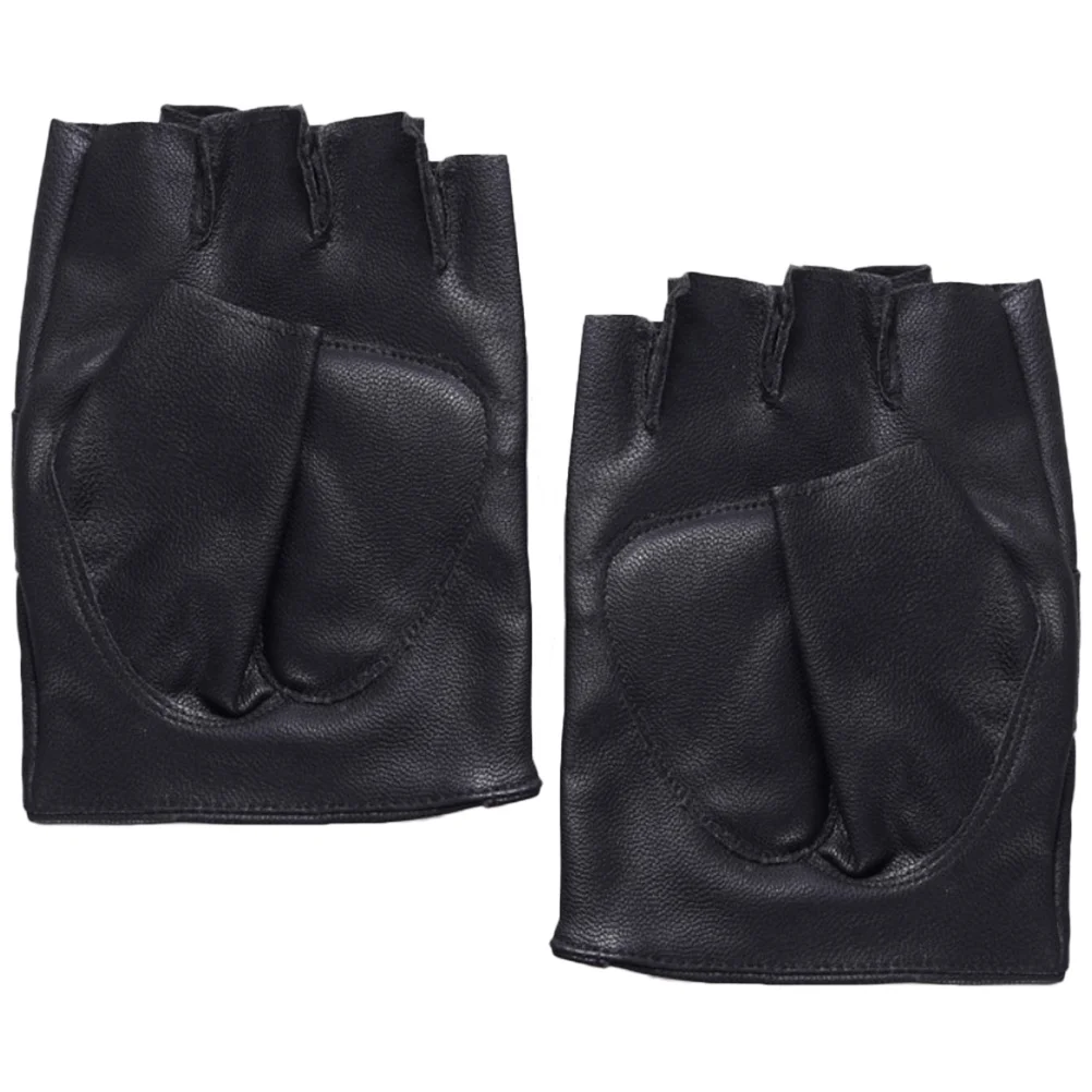 

Sports Gloves Black Cycling Supplies Fingerless for Men Pu Mens Fitness