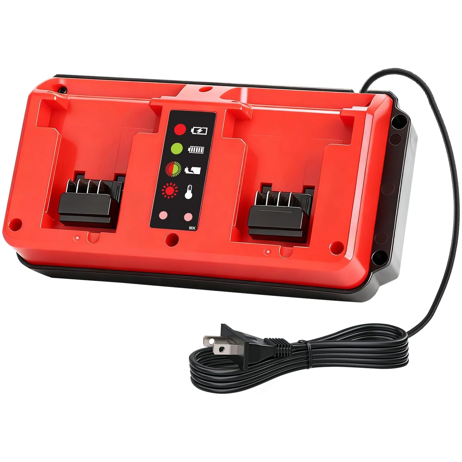 محطة شاحن مزدوجة ببطارية 18 فولت بمنفذين متوافقة مع بطارية ميلووكي M18 18 فولت، مدخل شاحن صغير متعدد الجهد 100-240 فولت #1