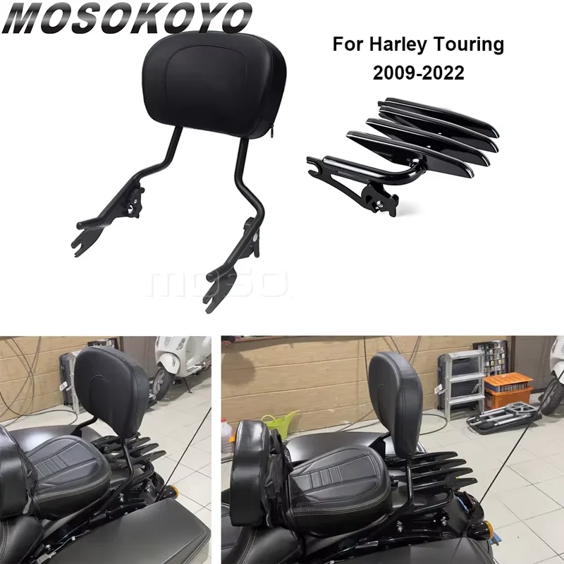 

Motorcycle Stealth Luggage Rack Backrest Passenger Sissy Bar For Harley Road King CVO Street Electra Road Glide FLHR FLTRX 09-22