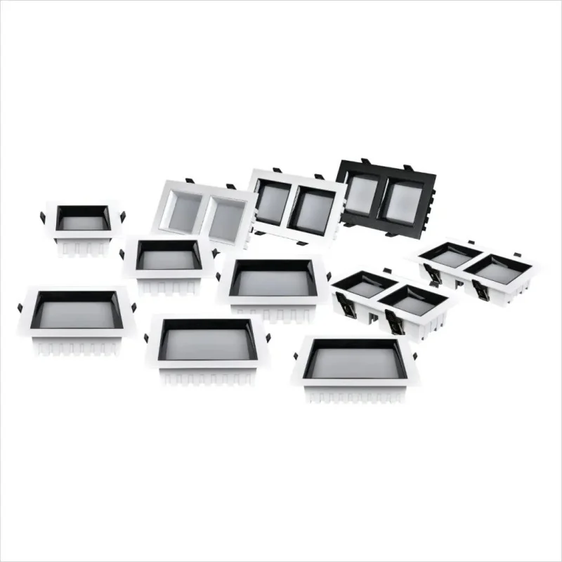 Recessed LED Square Type Ultra-Thin Downlight 9W 12W 15W 18W 24W 1-2 Head 36W Dimmable SMD Ceiling Lamp AC85-265V Home Business