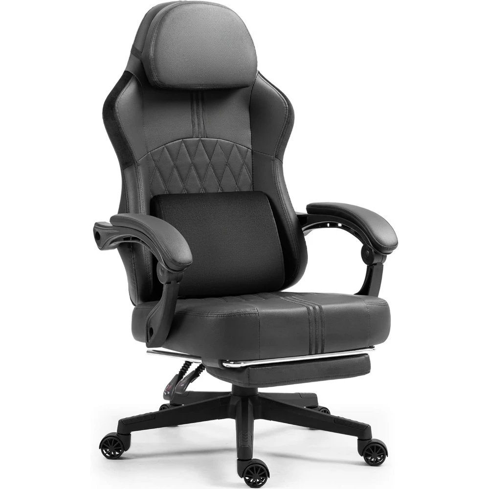 

Gaming Chair Ergonomic High Back with Pocket Spring Cushion & Breathable Leather, Cooling Gel Massage Lumbar Support, Adjustable