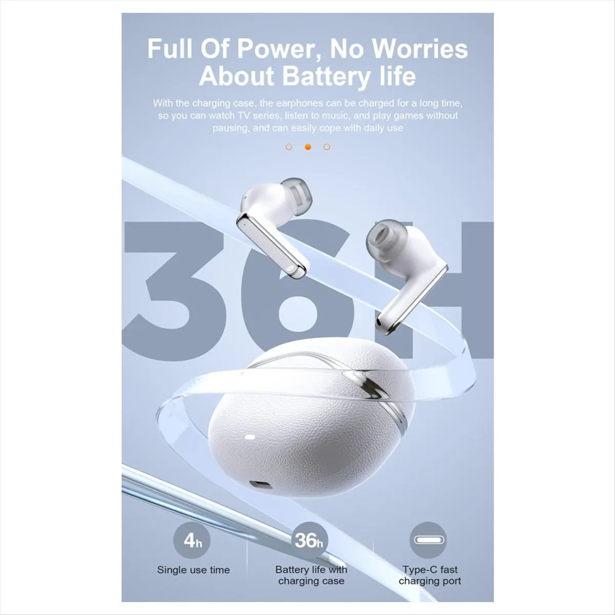 DT77 Wireless Earbuds, Portable Bluetooth Headphones with Big Bass Stereo Sound, IPX4 Waterproof Wireless Bluetooth 5.4