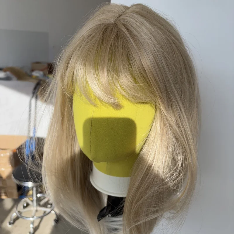 

Cosplay Wig With Bangs Bob Straight Gradient blonde Layered Heat Resistant Hair