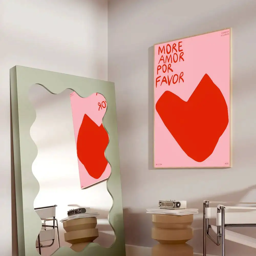 More amor por favor - Big heart  Poster Self-adhesive Wall Art Decorations Room Decor HD Frameless