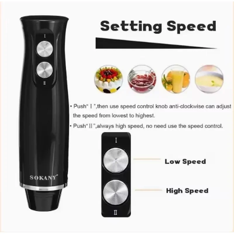 Hand Immersion Blender 500W 4-in-1 Stainless Steel Stick Food Mixer 700ml Mixing Beake 500ml Processor Whisk