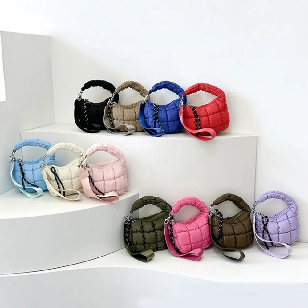 กระเป๋าใส่เหรียญทรงกลมแบบจีบลายคลื่นสีพื้นแฟชั่น กระเป๋าถือขนาดเล็กแบบควิลท์ กระเป๋าสตางค์ใบเล็กสไตล์เกาหลี กระเป๋าใส่เหรียญ