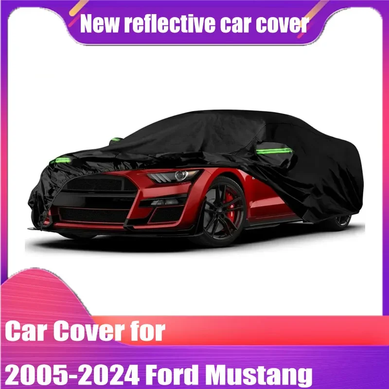 Waterproof Car Cover for 2005-2024 Ford Mustang Windproof Bands  for Snow Rain Dust Hail Protection