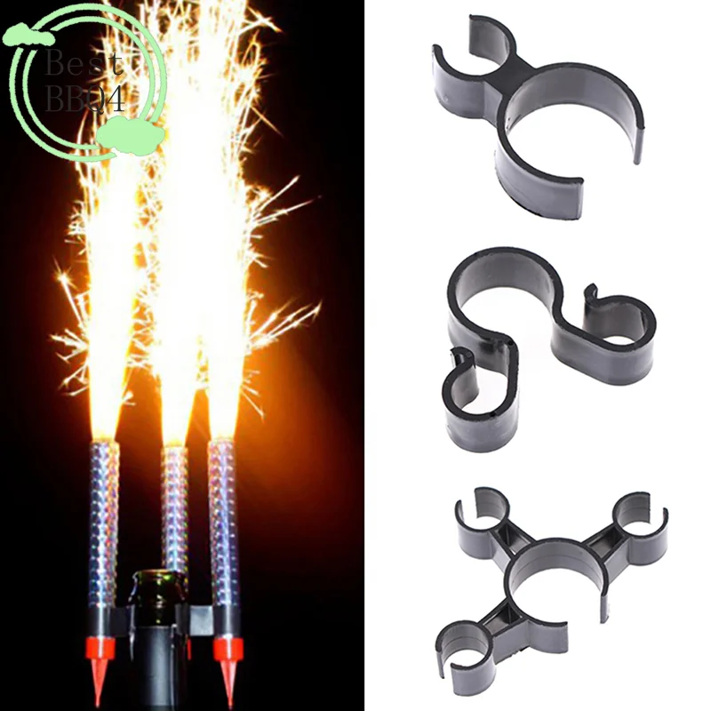 (BBQ4)1Pcs Single Champagne Bottle Clip Birthday Candle Firework Plastic Clip Holder