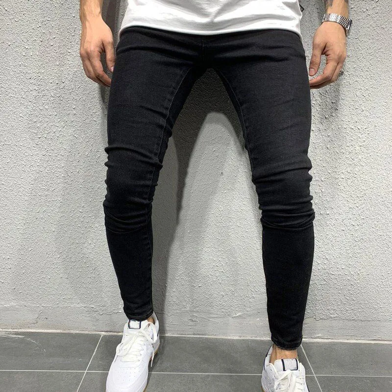 2023 spring autumn new Solid color cotton cowboy Pencil pants man High street Casual zipper Street Y2K All-match men's clothing