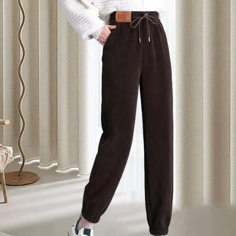 الصوف Sweatpants النساء سراويل للجري عالية الخصر مركب الصوف Sweatpants الشتاء الحراري التزلج المشي لمسافات طويلة الجري ركض