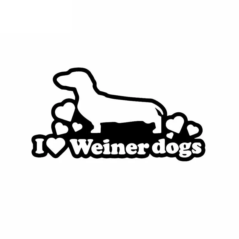 I Love My Wiener Dachshund Dog Sticker High Quality Car Window Decoration Personality Pvc Waterproof Decal Black/white, 16cm*9cm