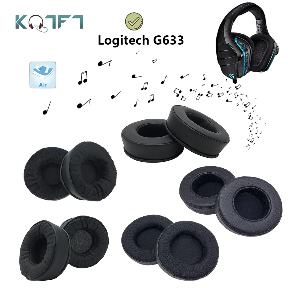 

KQTFT Protein skin Velvet Replacement EarPads for Logitech G633 Headphones Parts Earmuff Cover Cushion Cups