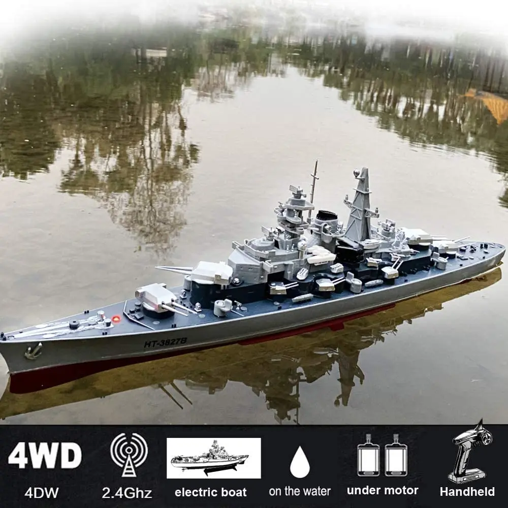 Upgrade Version of Large Remote Control Warship 2.4G Military Remote Control Model Battleship Cannon Giant Ship Display Orna