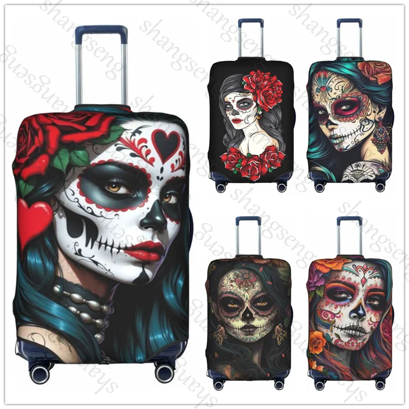 sugar skull Travel suitcase protective case, suitcase cover, elastic protection, washable Luggage cover, 18-32 in