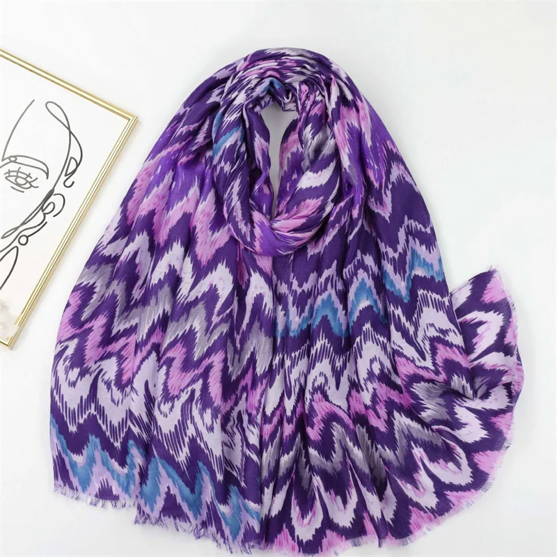 Winter Thick Viscose Scarves Women Bohemian Wave Striped Fringe Shawls And Wraps Pashmina Stole Bufandas Muslim Sjaal 180*90Cm