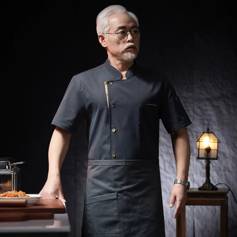 Uniforme de travail de cuisine de Restaurant d'hôtel, veste de Chef à manches courtes, manteau de cuisine blanc d'été pour boulangerie et pâtisserie