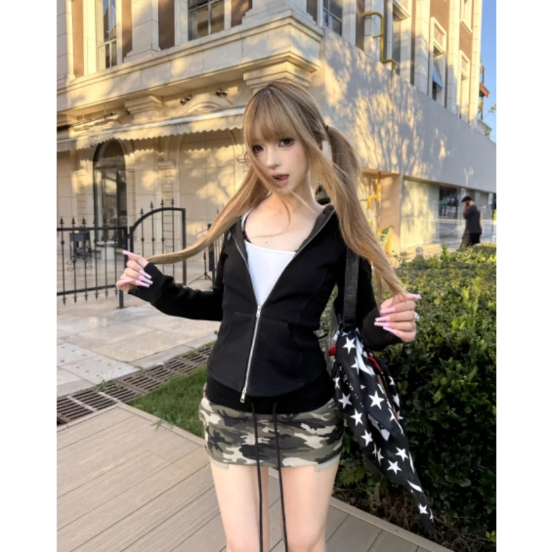 

Unique Design Wide Ribbed Camouflage Wrap around Low Waist Slimming ort Skirt Women Versatile f Body Skirt