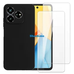 ZTE Axon 60 Lite 4G, Optus X Tap 3 전신 보호용 소프트 케이스 + 2팩 강화 유리 화면 보호기