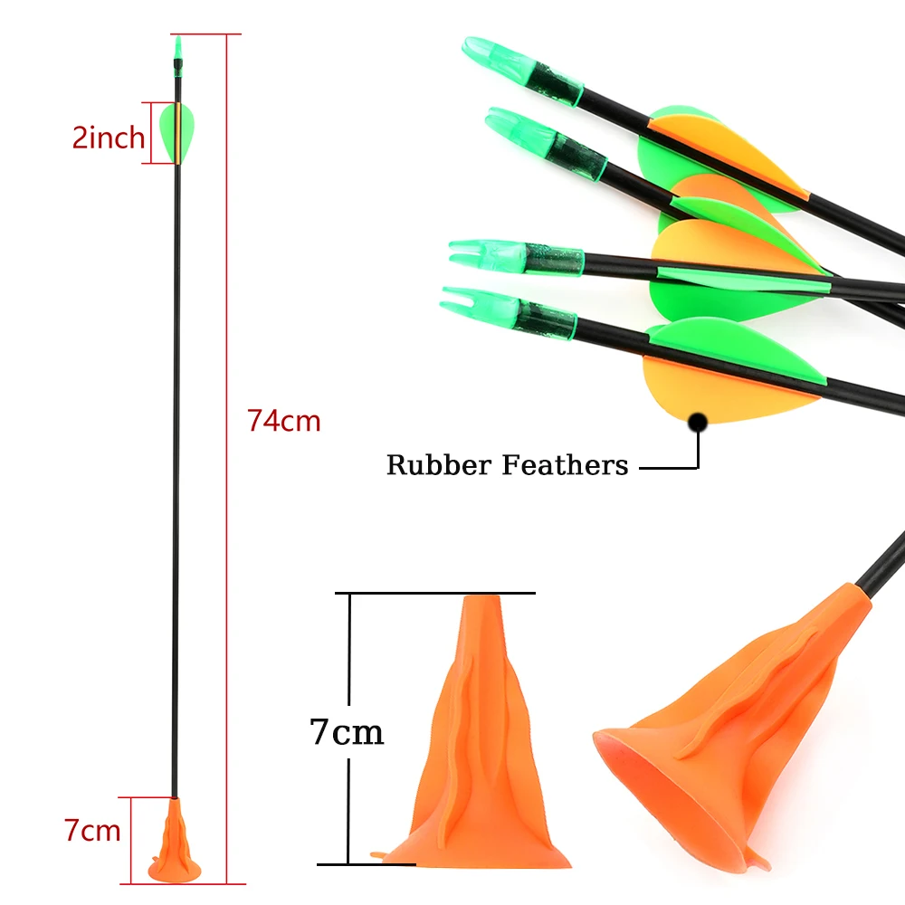 6/12pcs 74cm Archery Sucker Arrow Adults Children Shooting Training Safe Rubber Arrowhead for Kids Archery Game Fiberglass Arrow