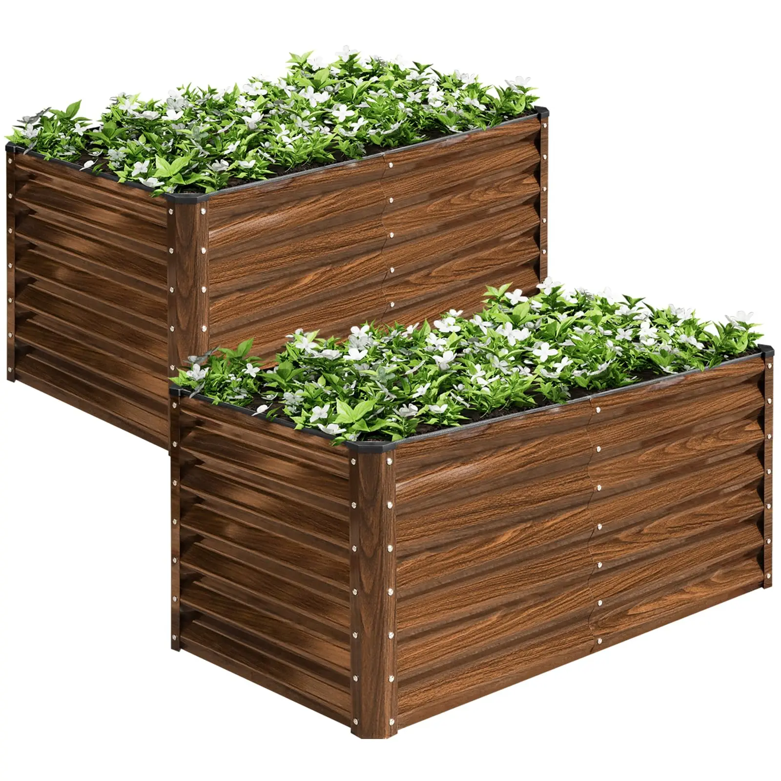 2-Pack 4x2x2FT Galvanized Raised Garden Bed Kit, Metal Planter Box for Planting Plants Vegetables