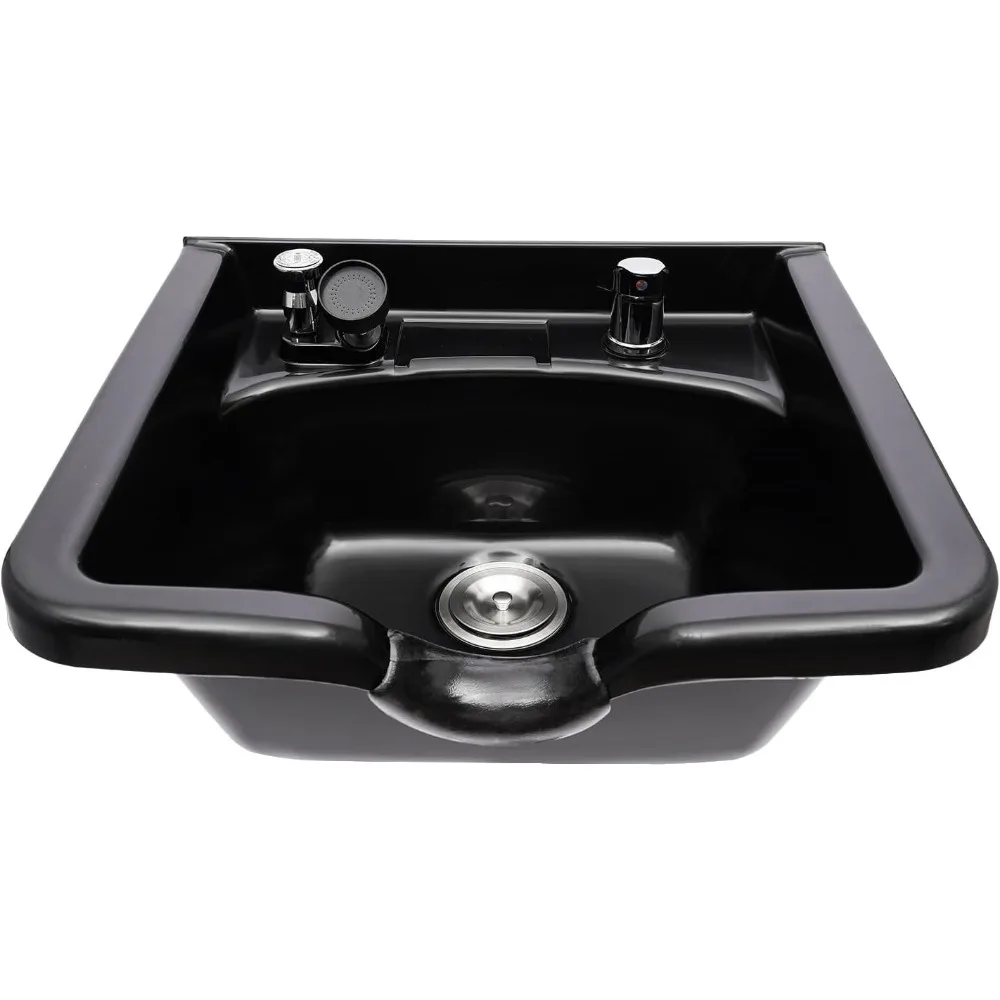 

Salon Shampoo Bowl, Wall Mounted Shampoo Sink, Salon and Barber Equipment Black Deep ABS Backwash Sink