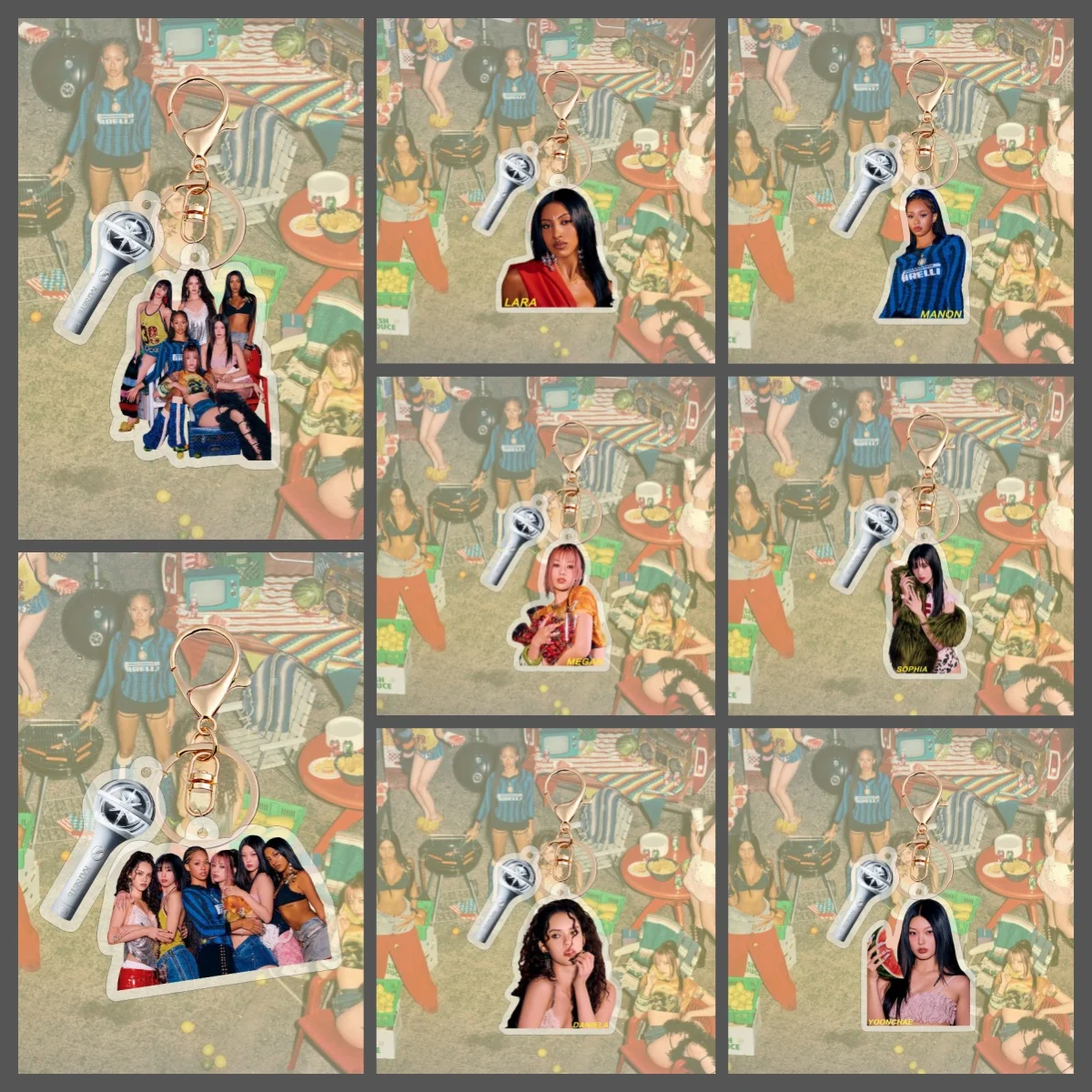 Брелок Kpop KATSEYE, 2 шт./компл., акриловая сумка с принтом персонажей, очаровательные аксессуары, брелок для ключей YOONCHAE MANON DANIELA LARA, подарок для фанатов