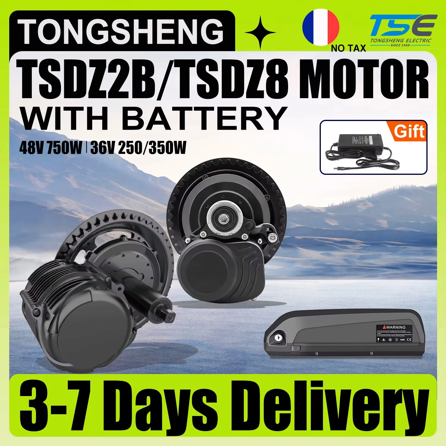 TSDZ8 TSDZ2B 36V 250W TONGSHENG 48V 750W Mid Drive Torque Sensor Motor Electric Bicycle Conversion Kit with Hailong 15Ah Battery