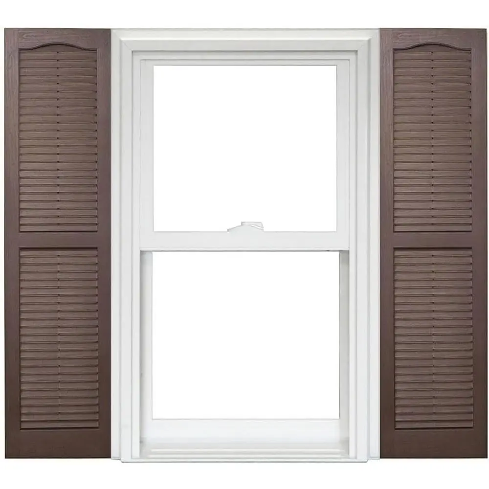 

Open Louver Vinyl Shutters Pair - 12 x 67, Slate Gray