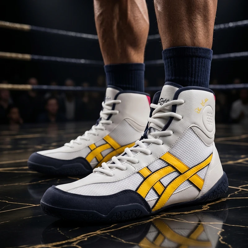 Hochwertige Professionelle Boxschuhe für Herren für Alle Jahreszeiten, Wrestling, Gymnastik, Indoor-Fitness und Umfassendes Training – Detail 6