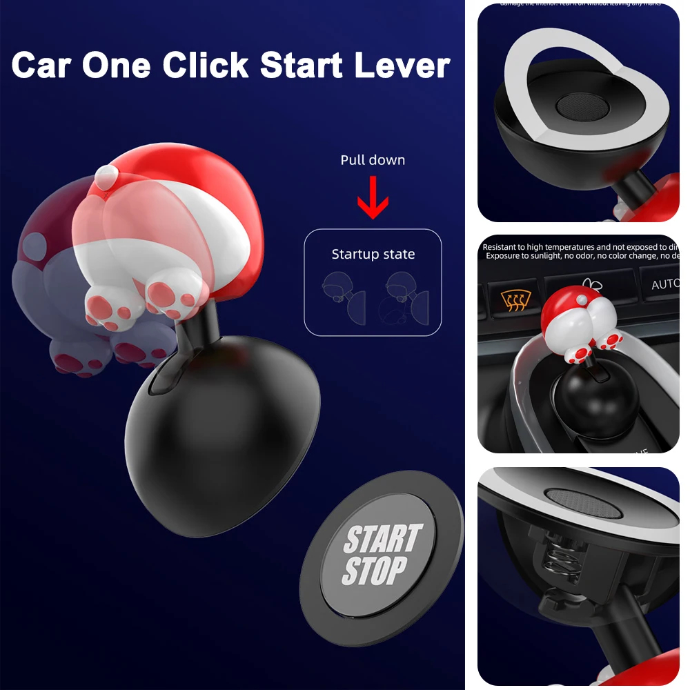 Corgi-dog Butt Car One Click Start Lever Creative Ignition Switch Cover 41mm Start Stop Button Protection Interior Decoration