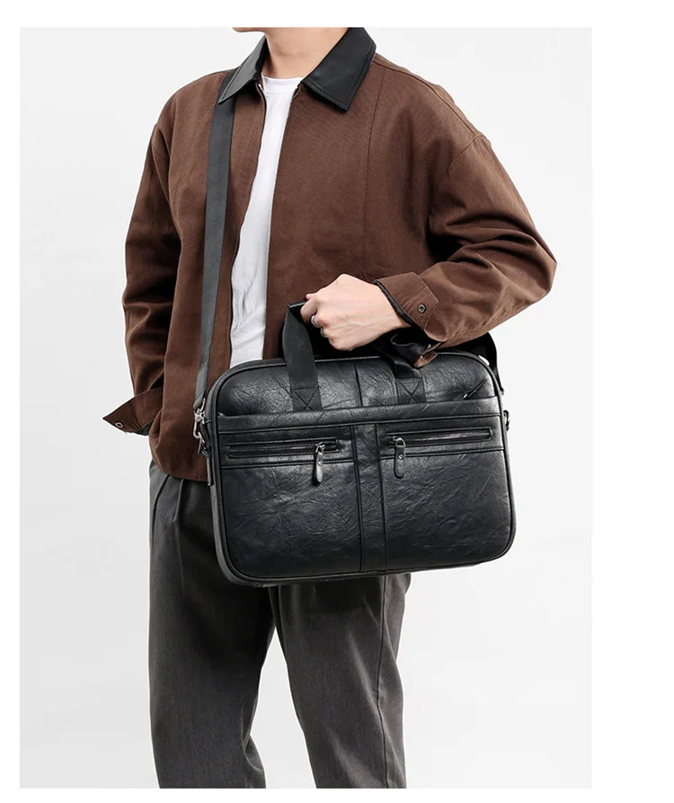 Luxuriöse Leder-Aktentasche für Herren, Business 16-Zoll-Laptop-Tasche, Herren-Handtasche mit großer Kapazität, Büro-Computer-Aktentasche, Herren-Umhängetasche – Detail 20