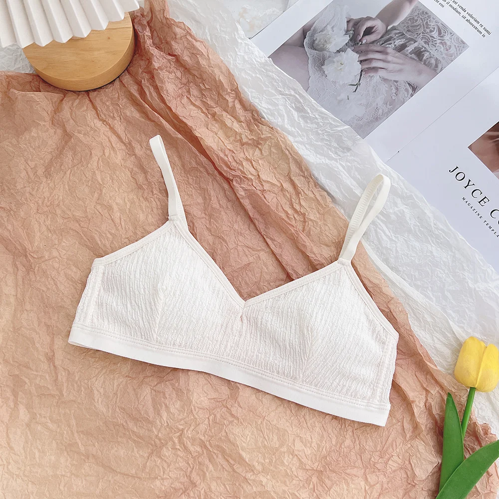 SP&CITY Korean Simple Cotton Breathable Sexy Thin Bra For Women Without Steel Ring Gathered French Bralette Seamless Female Bras