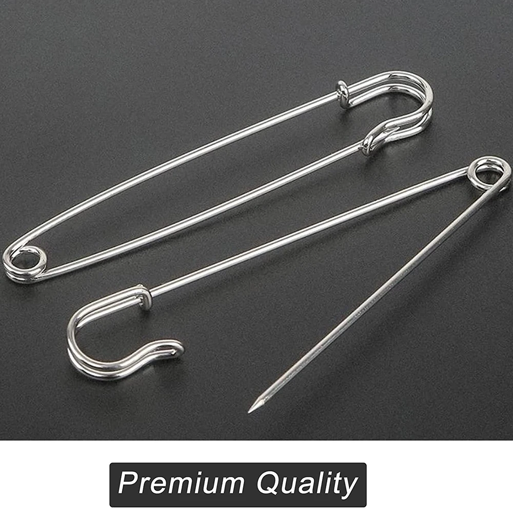 15PCS Large Safety Pin 75MM Heavy Duty Blanket Pins Steel Spring Lock Pins Strong & Sturdy Bulk Pins for Blankets Skirts Crafts