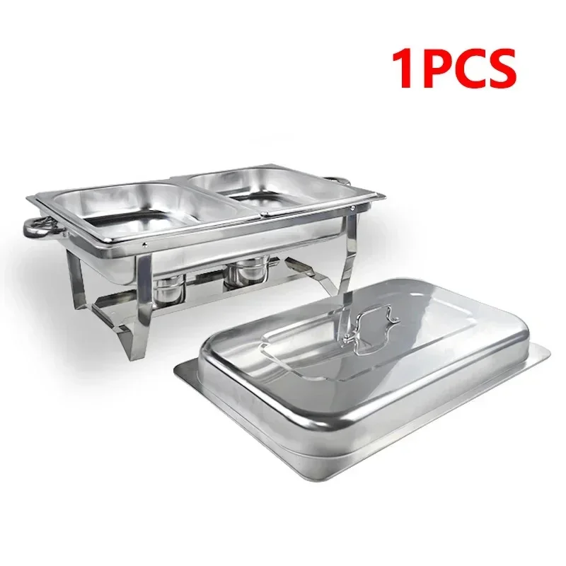 1Pcs 1/2/3 Grid Pans Rectangle Chafing Dish Commercial Stainless Steel Chafer Catering Buffet Set Food Warmer Server For canteen