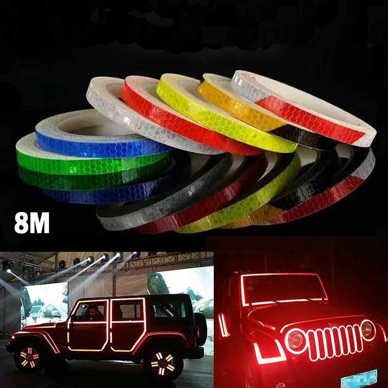 1cm*8m Bicaj matricák fényvisszaverő Magnószalag Fluoreszkáló MTB Bicaj Bicikli strips Kerékpározás MTB tapes számára Bicikli helmes Motorbicikli Roller